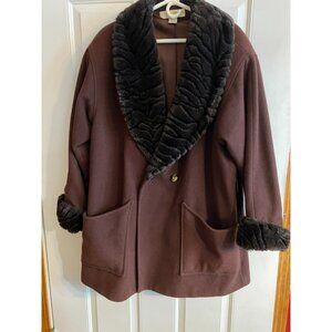Kathryn Deene Wool Blend Coat with faux fur trim 14/16